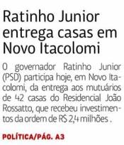 Ratinho Junior entrega casas em Novo Itacolomi
