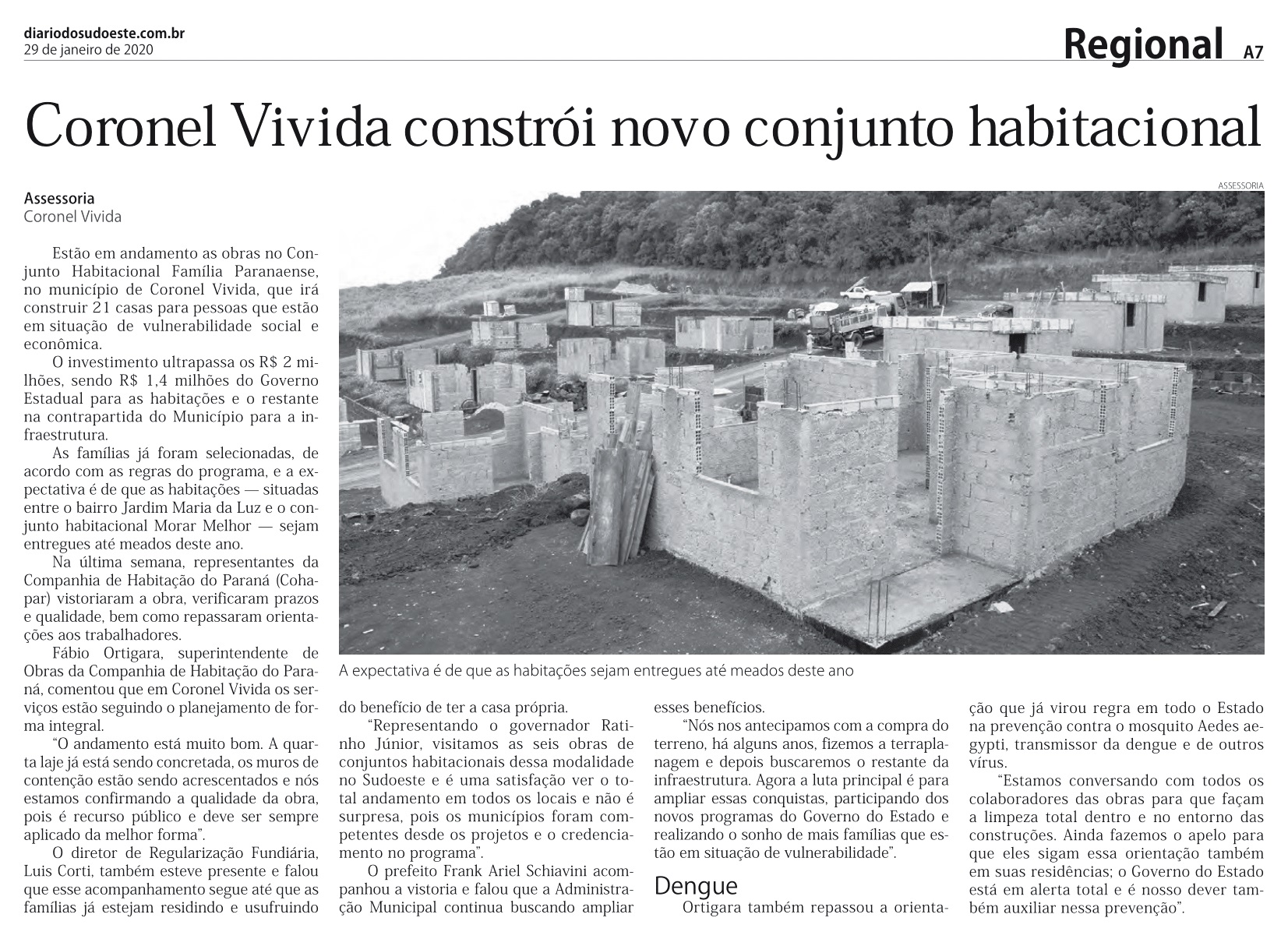 Coronel Vivida constrói novo conjunto habitacional