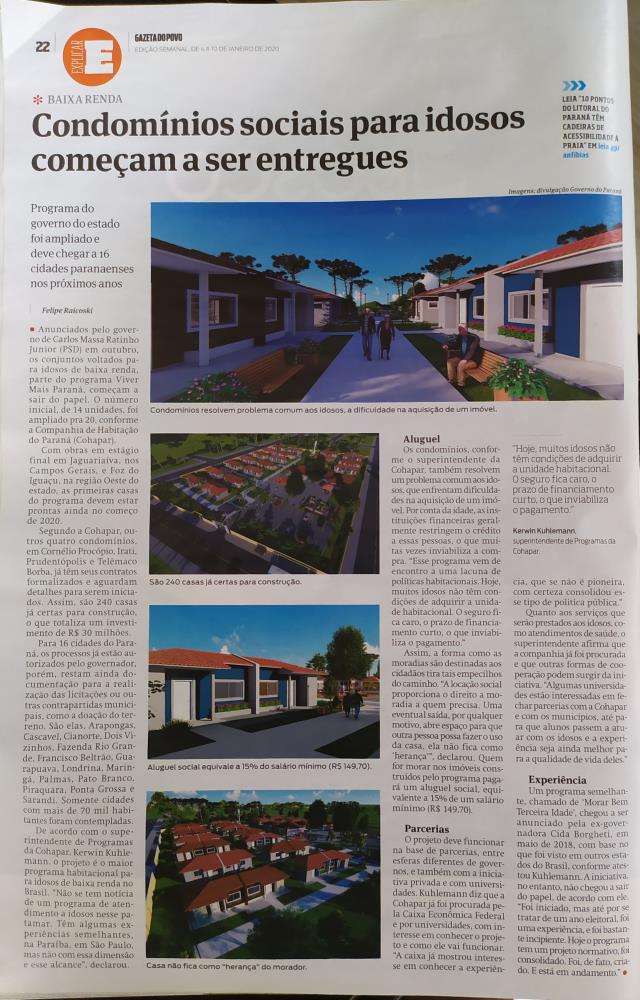 GAZETA DO POVO - Condomínios sociais para idosos começam a ser entregues