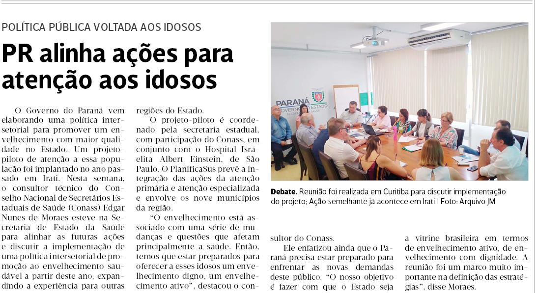 JORNAL DA MANHÃ - PR alinha ações para atenção aos idosos