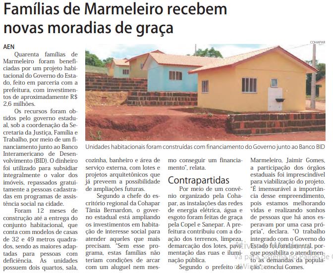 Famílias de Marmeleiro recebem novas moradias de graça