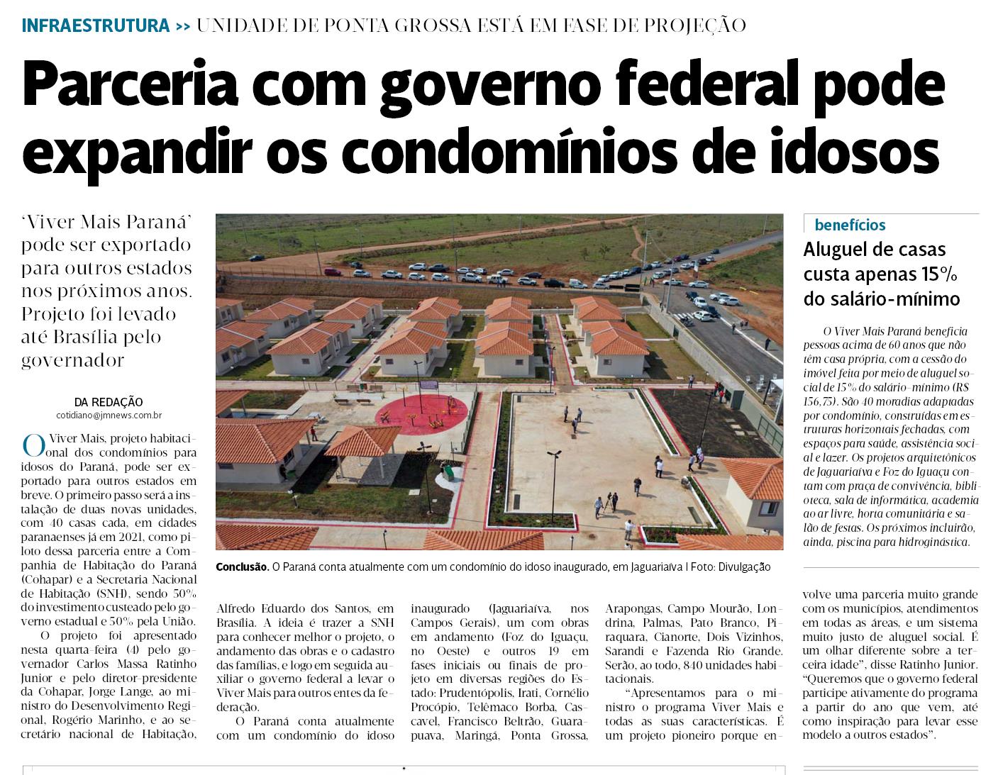 Parceria com governo federal pode expandir os condomínios de idosos