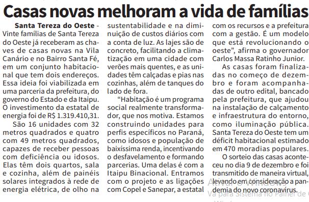 Casas novas melhoram a vida de famílias