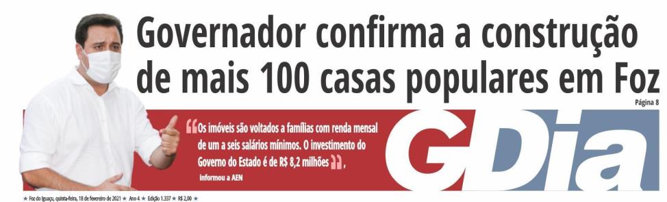 Governador confirma a construção de mais 100 casas populares em Foz
