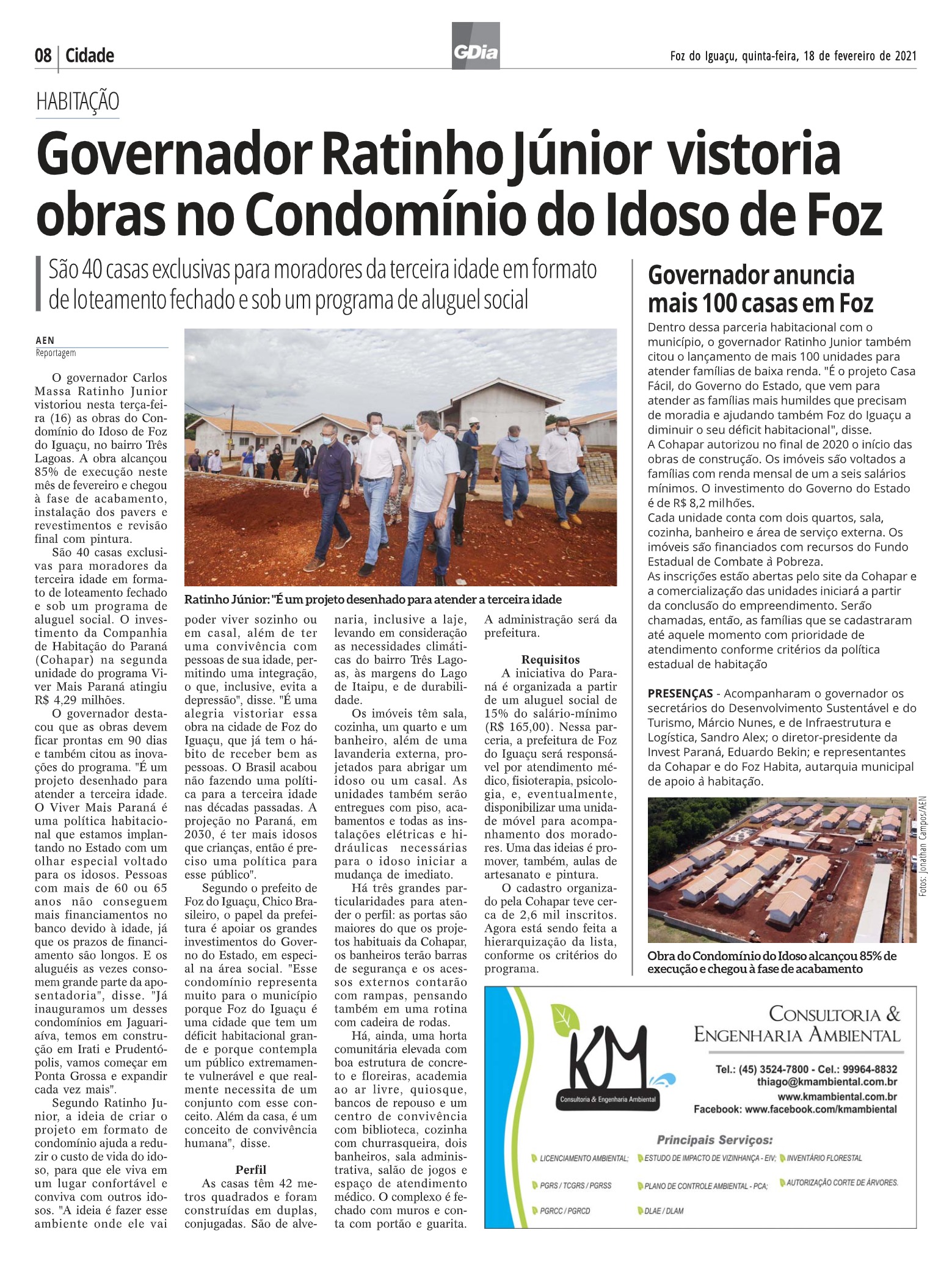Governador Ratinho Junior vistoria obras no Condomínio do Idoso de Foz