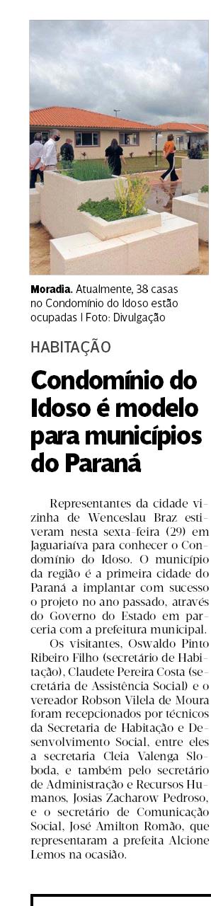 JORNAL DA MANHÃ - Condominío do idoso é modelo para municípios do Paraná