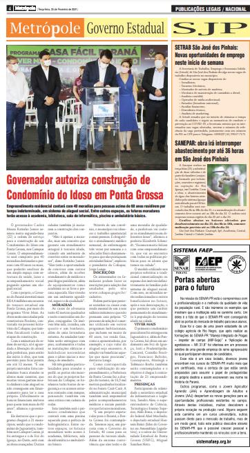 Governador autoriza construção de Condomínio do Idoso em Ponta Grossa