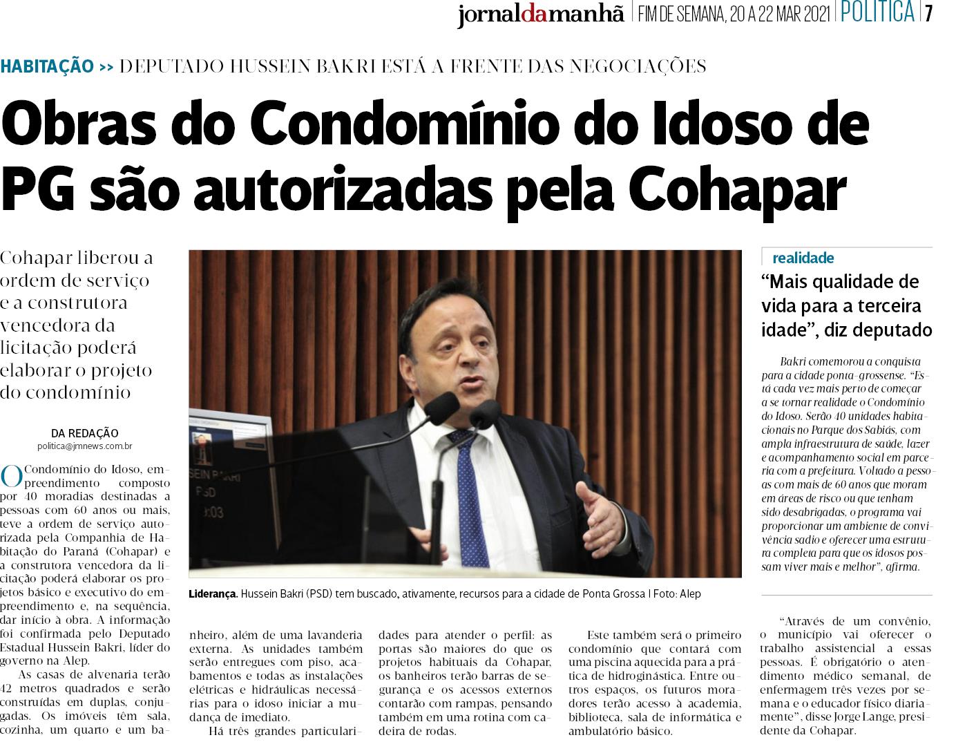 Obras do condomínio do idoso de PG são autorizadas pela Cohapar