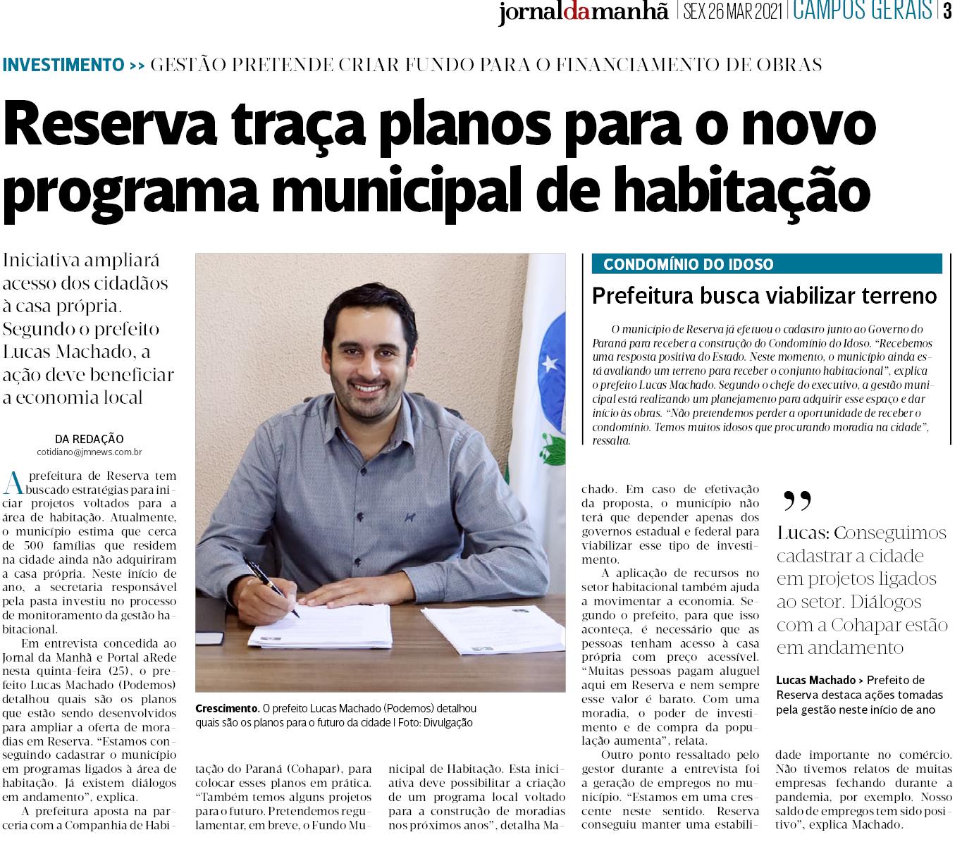 Reserva traça planos para o novo programa municipal de habitação
