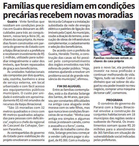 Famílias que residiam em condições precárias recebem novas moradias