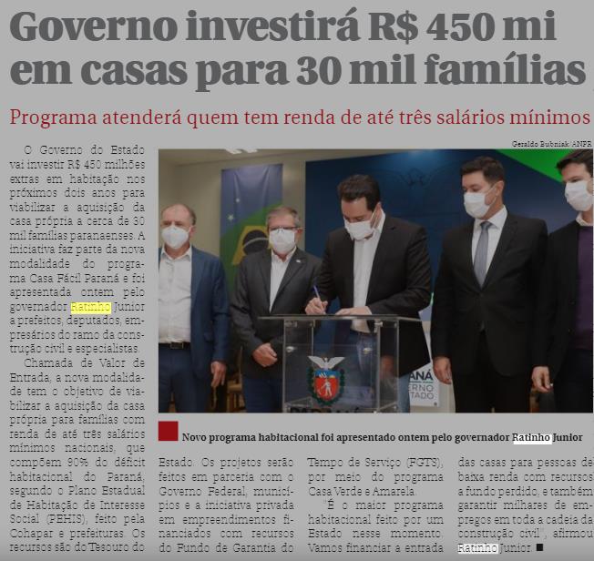 Governo investirá R$ 450 mi em casas para 30 mil famílias