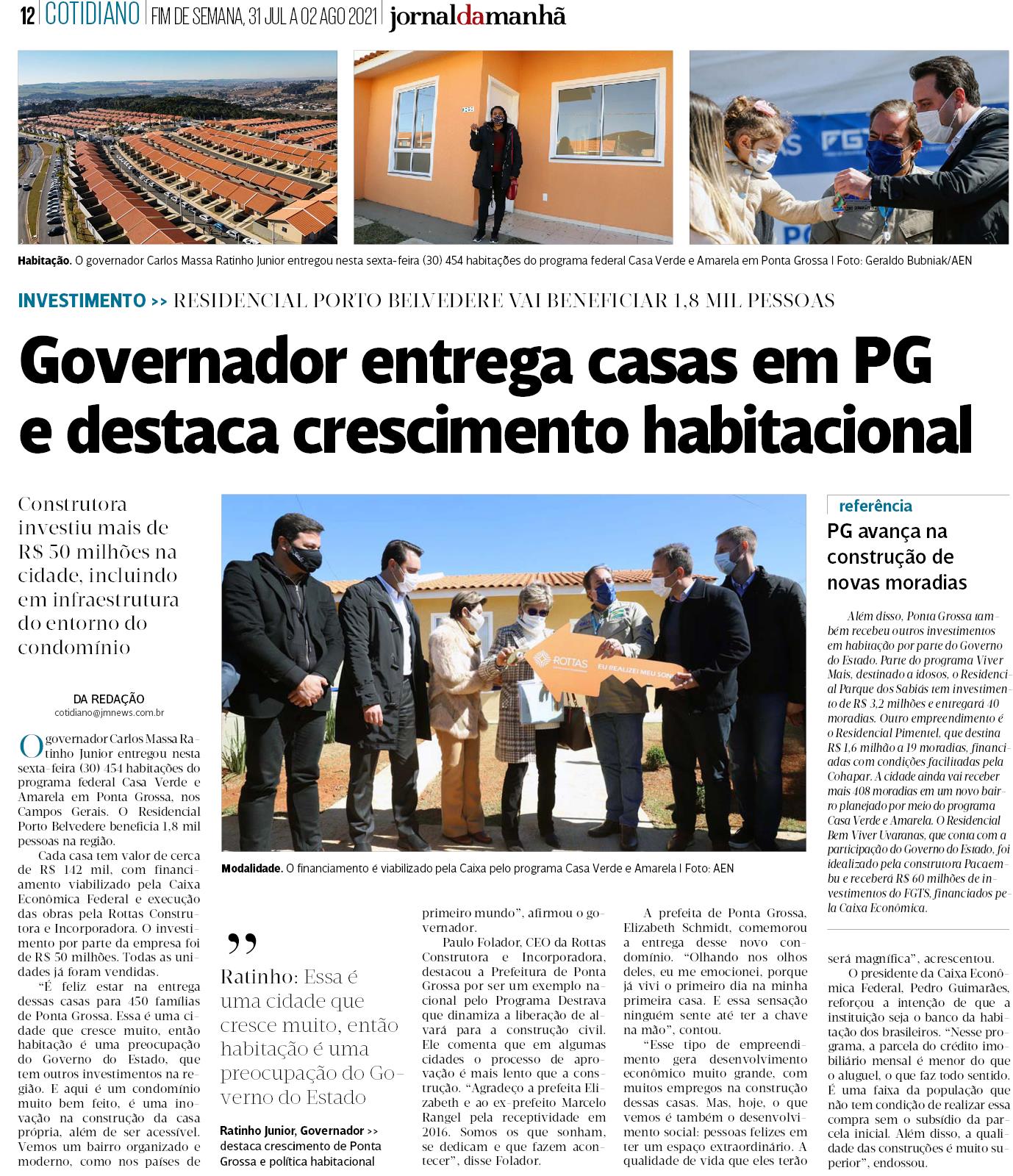 Governador entrega casas em PG e destaca crescimento habitacional