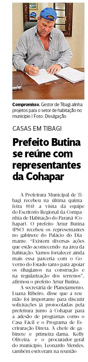 JORNAL DA MANHÃ PR - Prefeito Butina se reúne com representantes da Cohapar