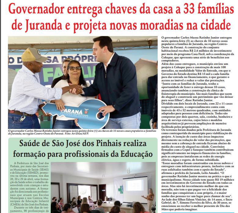 Metrópole São José - Governador entrega chaves da casa a 33 famílias de Juranda e projeta novas moradias na cidade