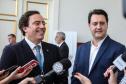O governador Carlos Massa Ratinho Junior se reúne nesta segunda-feira (28) com o presidente da Caixa Econômica Federal, Pedro Guimarães, para discutir parcerias e investimentos em saneamento e habitação, no Palácio Iguaçu.  Curitiba, 28/10/2019 - Foto: Geraldo Bubniak/AEN