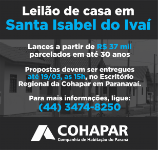 Leilão de casa em Santa Isabel do Ivaí