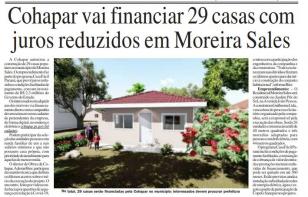 Cohapar vai financiar 29 casas com juros reduzidos em Moreira Sales