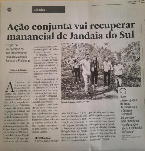 Ação conjunta vai recuperar manancial de Jandaia do Sul