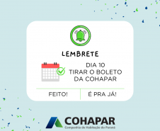 Site da Cohapar oferece opção para emitir o boleto mensal de forma imediata