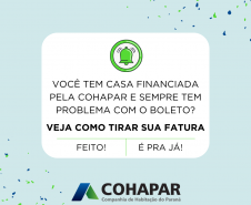 Site da Cohapar oferece opção para emitir o boleto mensal de forma imediata