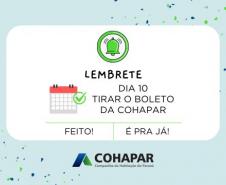 Site da Cohapar oferece opção para emitir o boleto mensal de forma imediata
