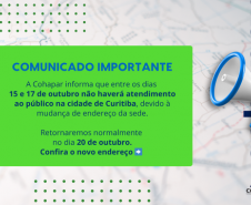 Comunicado importante: mudança de endereço da sede da Cohapar
