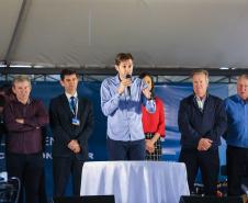 Prefeito de Marechal Candio  Rondon, Marcio discursa Entrega de moradias para 100 famílias de Marechal Cândido Rondon, no Oeste do Paraná, nesta segunda-feira (15). Marechal Cândido Rondon, 15/07/2019 -  Foto: Geraldo Bubniak/ANPr