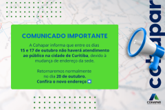 Comunicado importante: mudança de endereço da sede da Cohapar