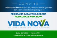Casa Fácil – Vida Nova: Cohapar realiza workshop para empresas da construção civil nesta terça-feira (18)