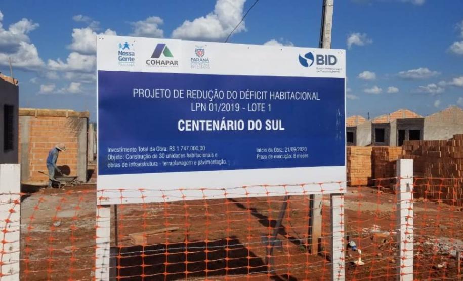 Construção de casas populares está adiantada em Centenário do Sul
