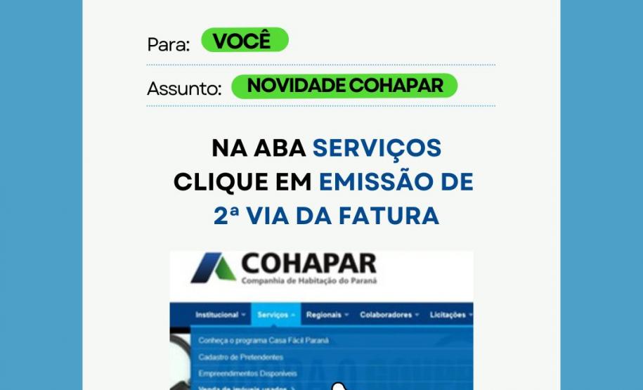 Cohapar lança opção para receber o boleto mensal da prestação por e-mail