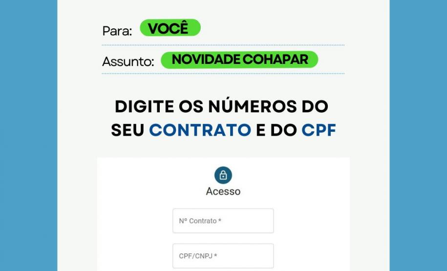 Cohapar lança opção para receber o boleto mensal da prestação por e-mail