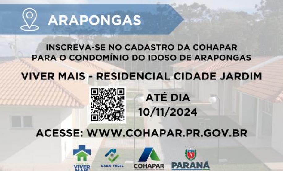 Inscrições para o condomínio do idoso de Arapongas vão até 10 de novembro