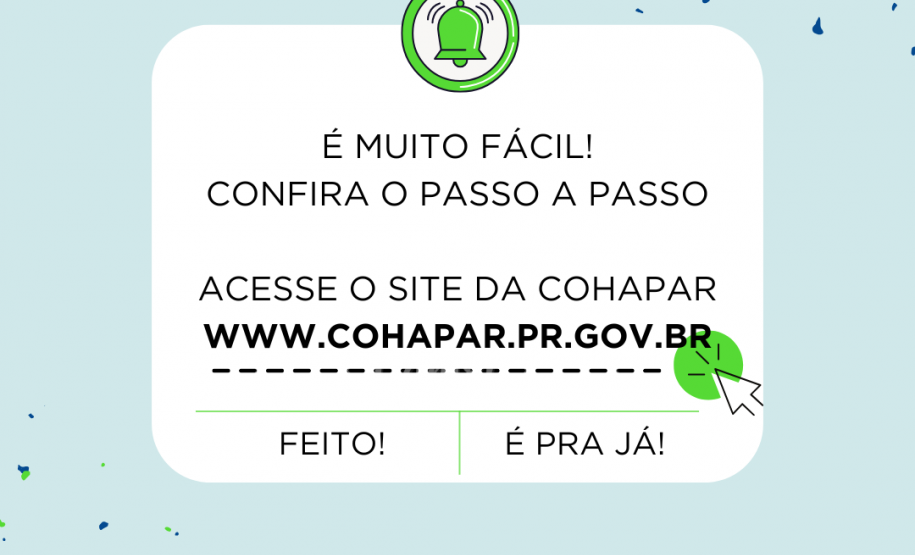 Site da Cohapar oferece opção para emitir o boleto mensal de forma imediata