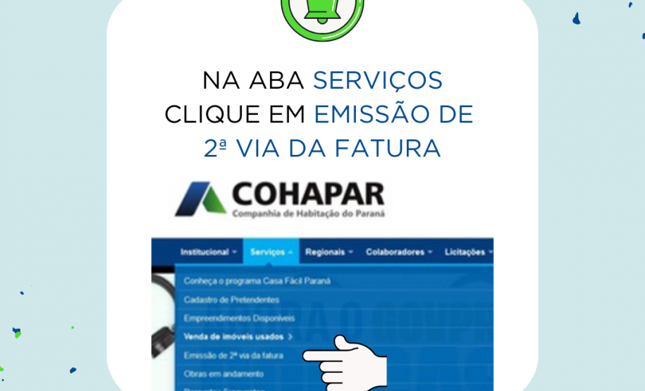 Site da Cohapar oferece opção para emitir o boleto mensal de forma imediata