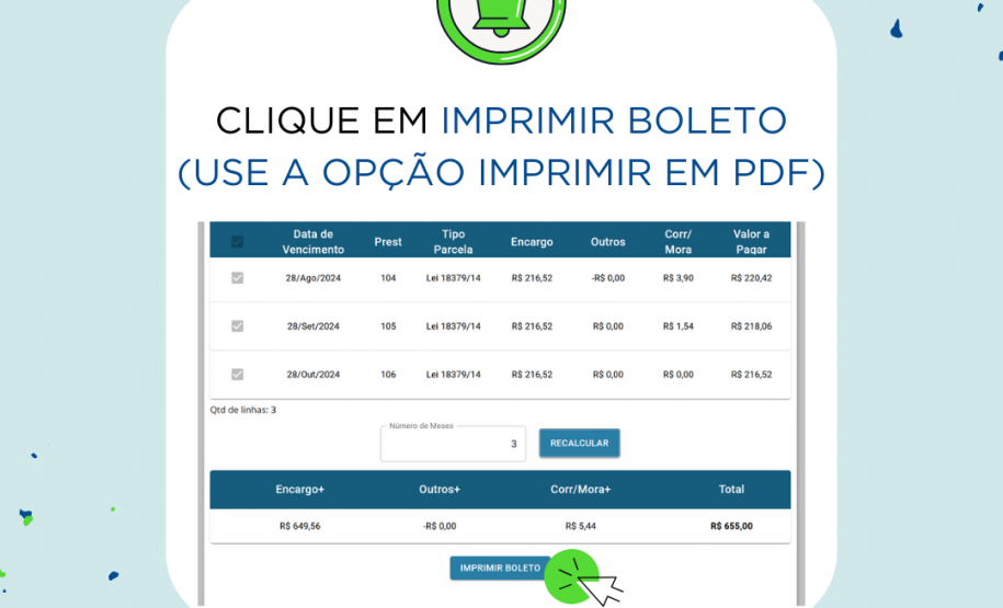Site da Cohapar oferece opção para emitir o boleto mensal de forma imediata