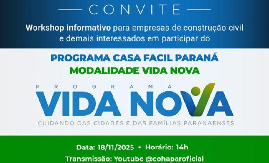Casa Fácil – Vida Nova: Cohapar realiza workshop para empresas da construção civil nesta terça-feira (18)