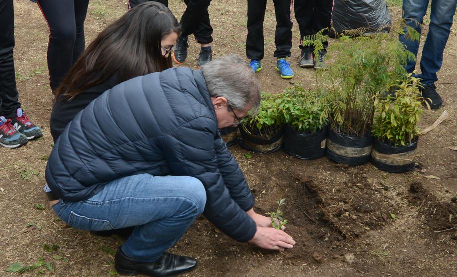 O presidente da Cohapar, Jorge Lange, participou nesta segunda-feira (23) do plantio de mudas de pitangueiras junto com alunos do Colégio Estadual Arnaldo Faivro Busato, em Pinhais. O ato simbólico faz parte de uma série de ações em alusão ao programa Paraná Mais Verde, que consiste no plantio de 413 mil mudas nativas nos 399 municípios paranaenses.